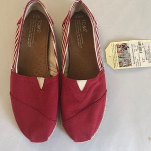 Toms Red and White Stripped Rope Classic flats